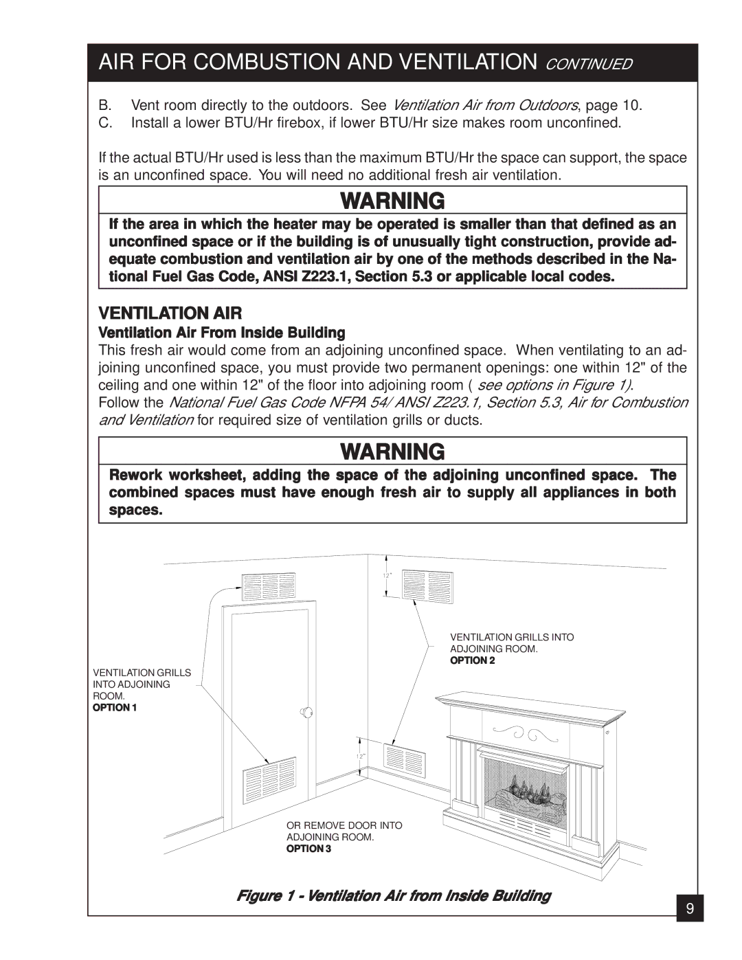 United States Stove 2020N manual Ventilation AIR 