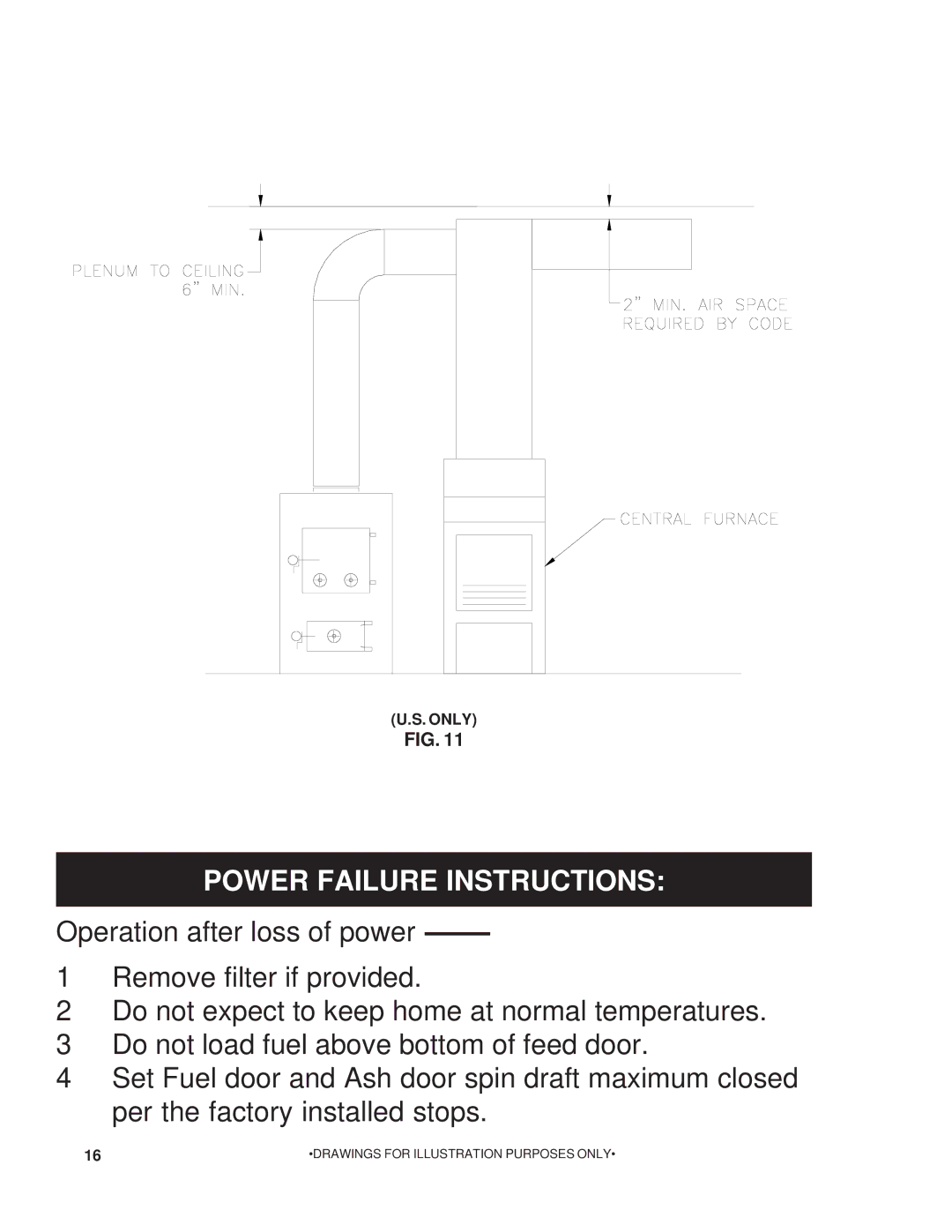 United States Stove 22AF owner manual Power Failure Instructions 