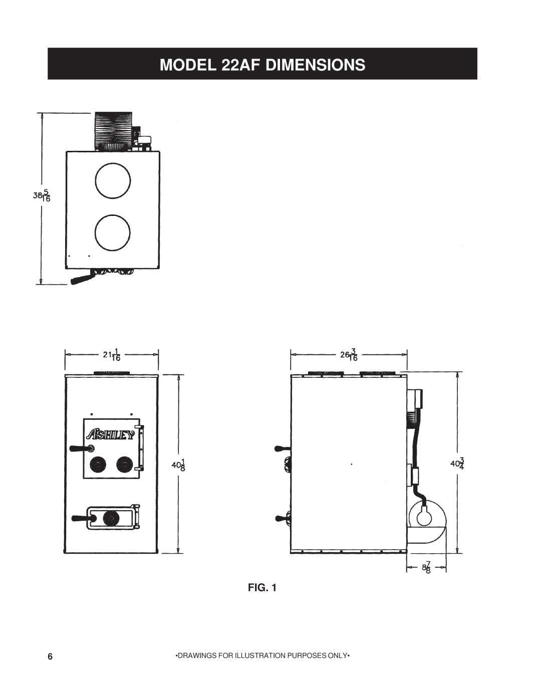 United States Stove owner manual Model 22AF Dimensions 