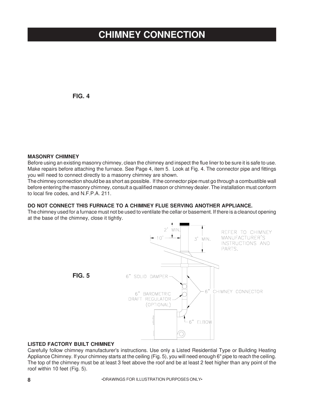 United States Stove 22AF owner manual Chimney Connection, Masonry Chimney 