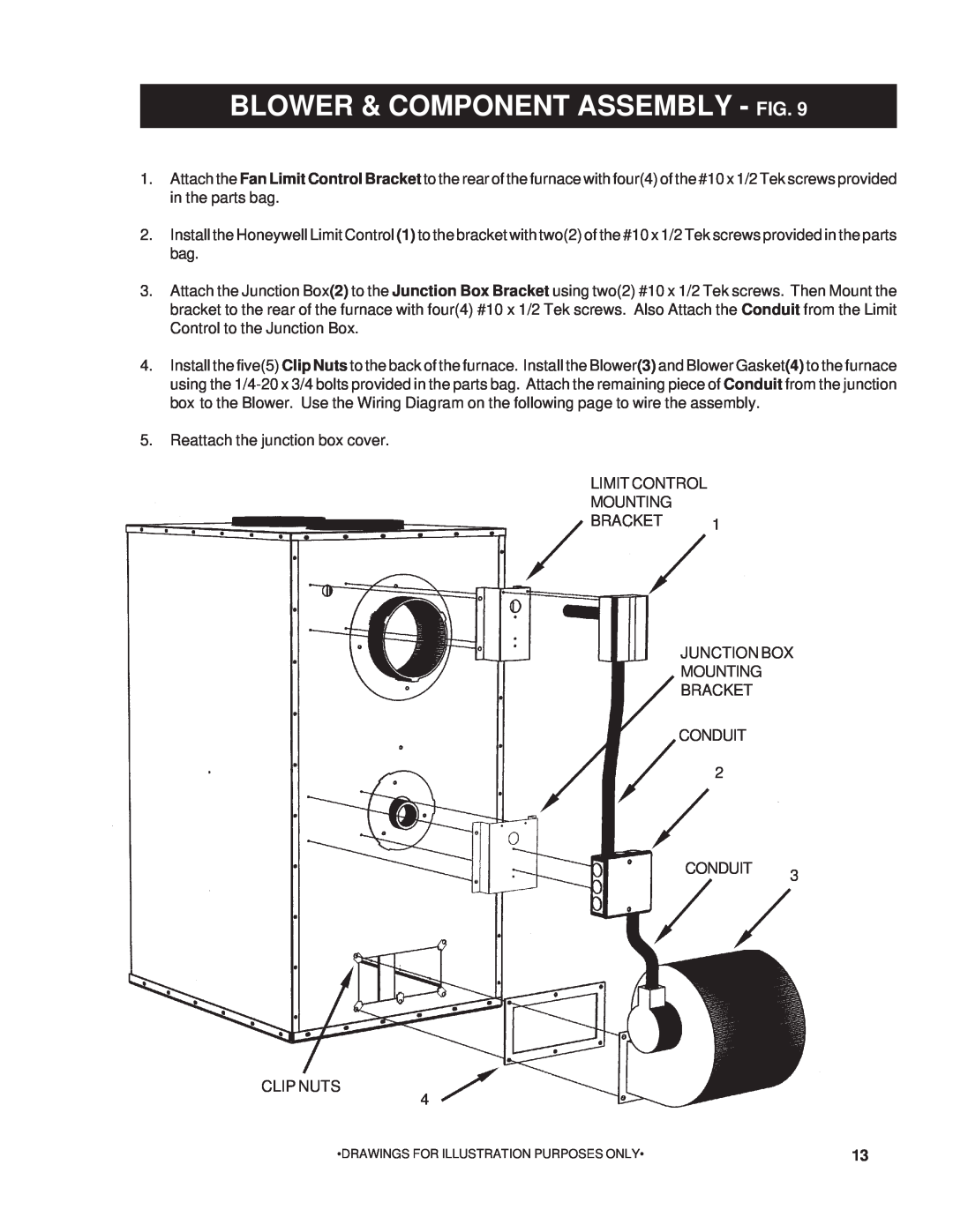 United States Stove 22AF owner manual Blower & Component Assembly - Fig 