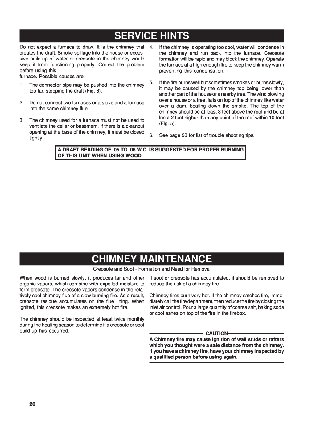 United States Stove 22AF owner manual Service Hints, Chimney Maintenance 