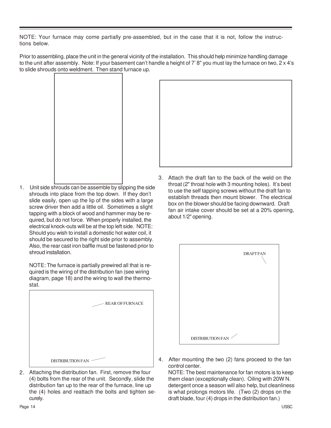 United States Stove 24AZ, 24AG, 24AF owner manual Rear of Furnace Distribution FAN 