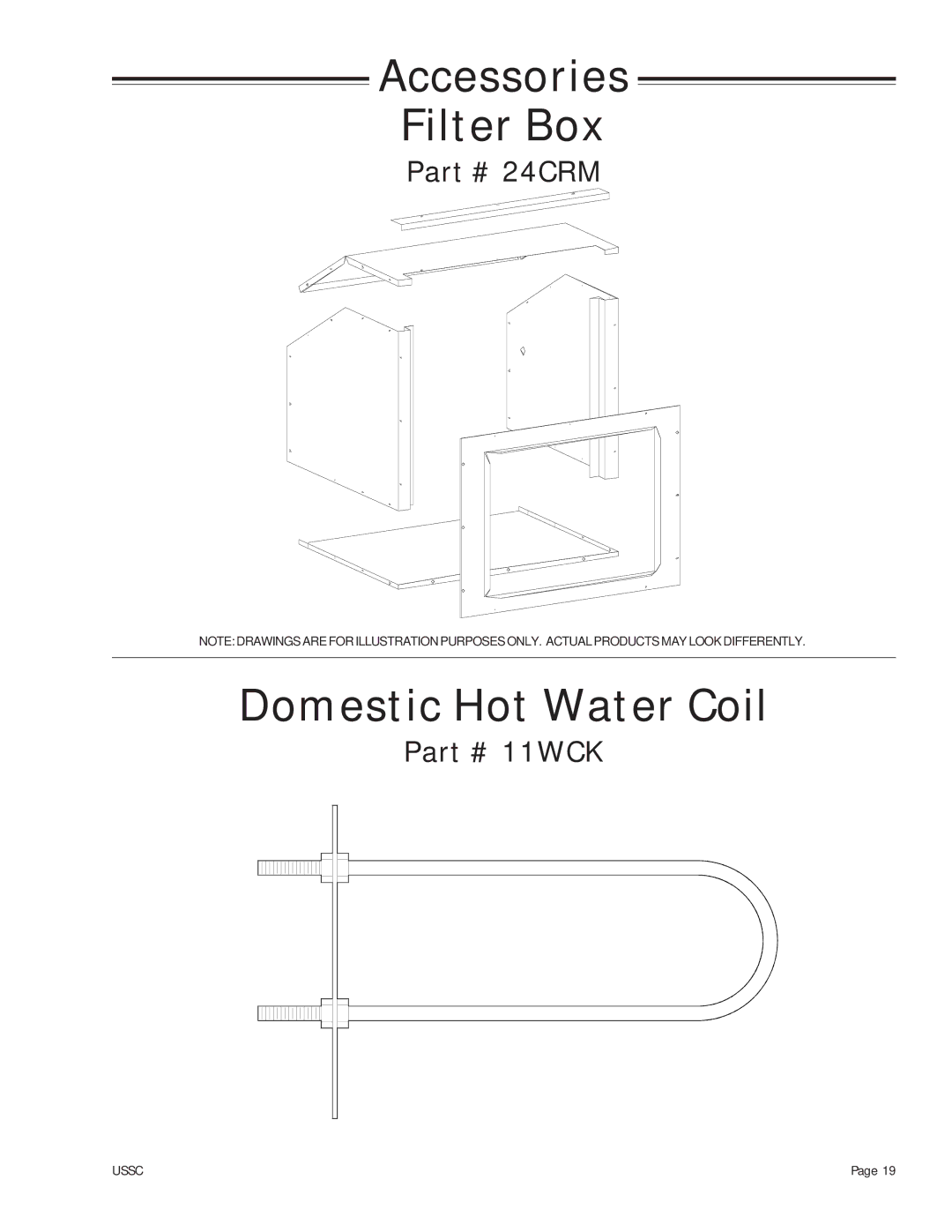 United States Stove 24AF, 24AG, 24AZ owner manual Accessories Filter Box, Domestic Hot Water Coil 