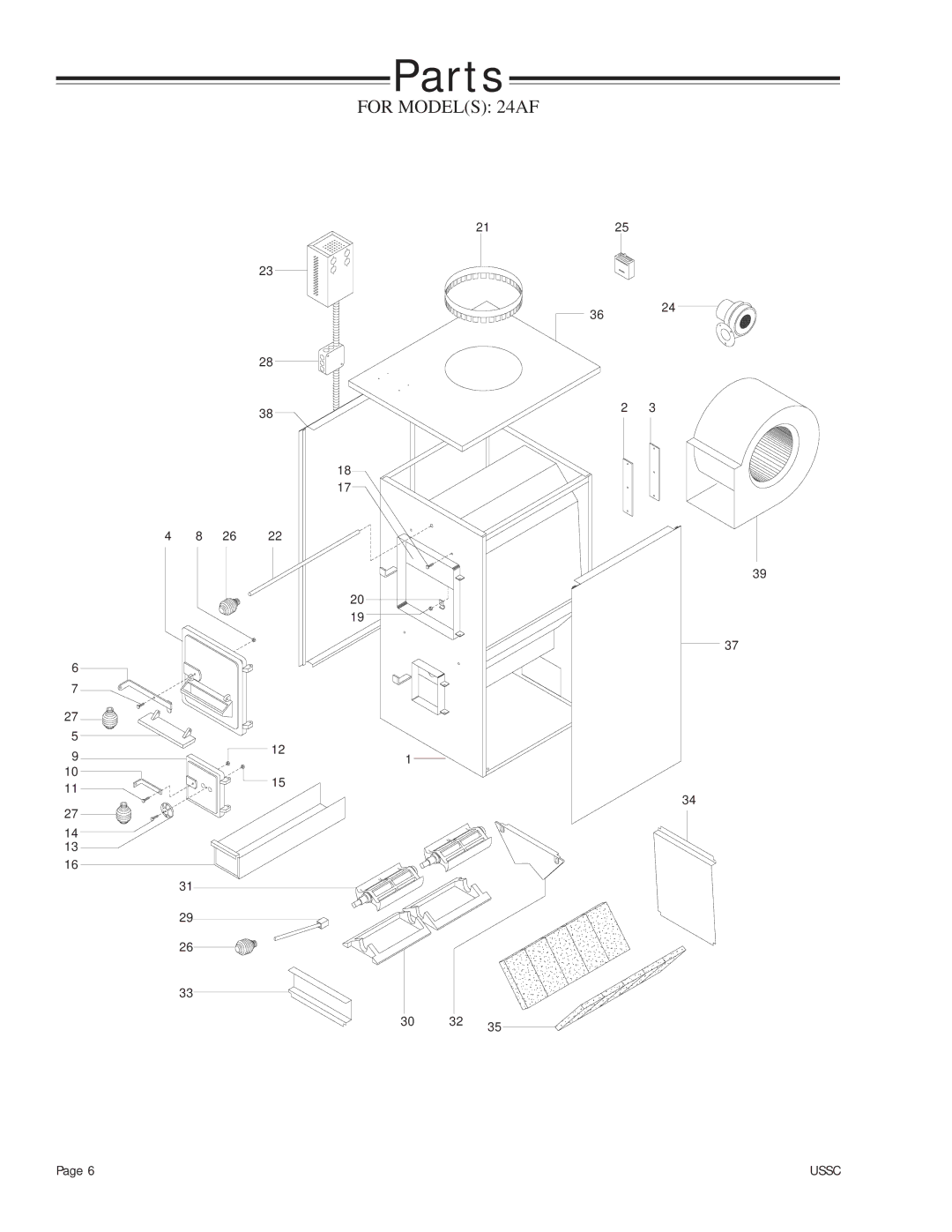 United States Stove 24AG, 24AF, 24AZ owner manual Parts 