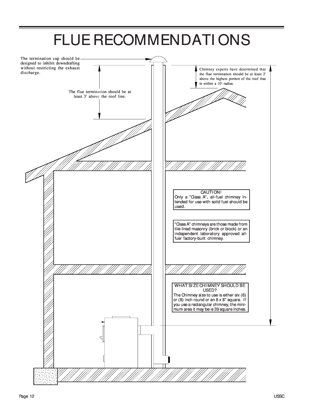 United States Stove 24AG, 24AF, 24AZ owner manual Flue Recommendations, What Size Chimney Should Be Used? 