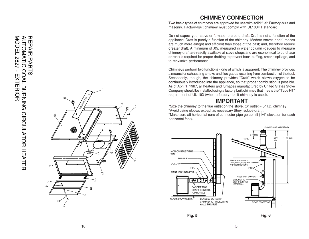 United States Stove 2827 owner manual Heater 