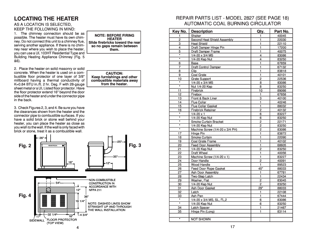 United States Stove 2827 owner manual Locating The Heater, Description 