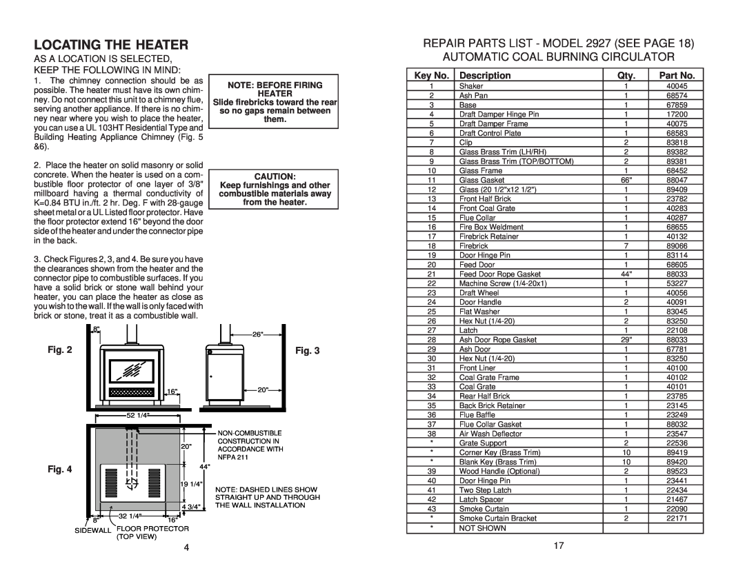 United States Stove 2927 owner manual Locating The Heater, Description 