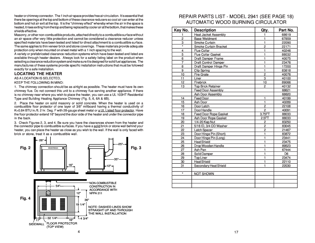 United States Stove 2941 owner manual Locating The Heater, Description 