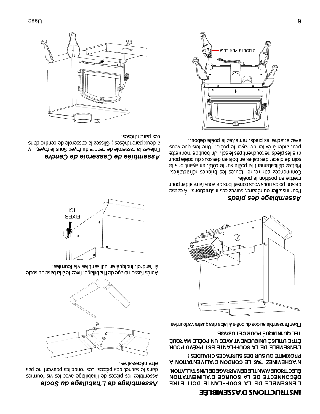 United States Stove 3000 (L) instruction manual Dassemblée Instructions 