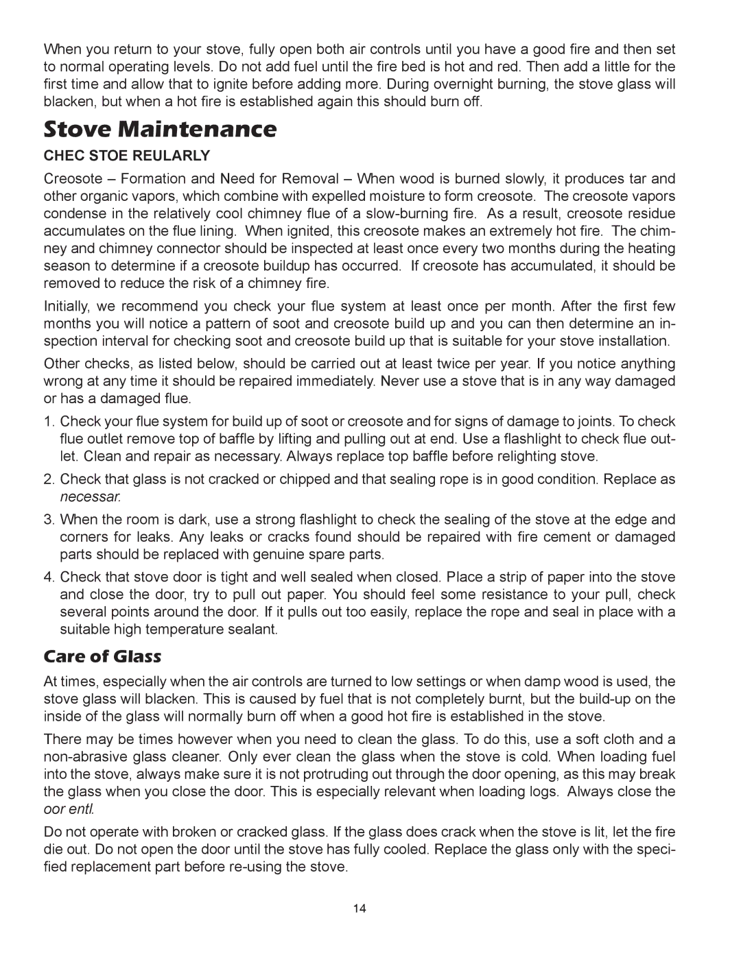 United States Stove 3500PB, 3700PB owner manual Stove Maintenance, Care of Glass 