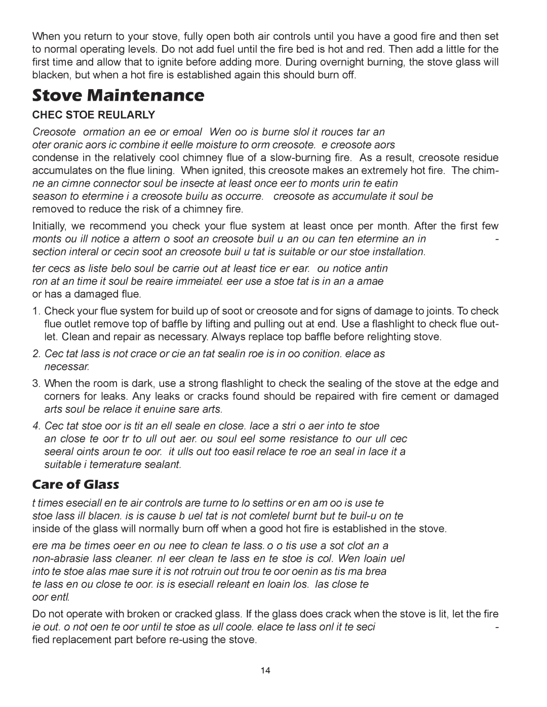 United States Stove 3600PB, 3800PB owner manual Stove Maintenance, Care of Glass 