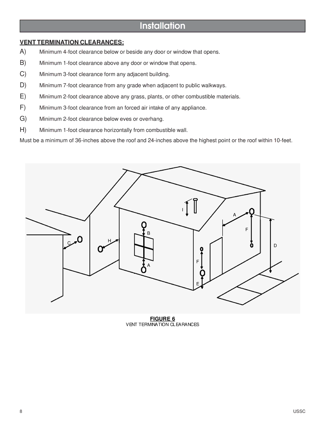 United States Stove 5500XL owner manual Vent Termination Clearances 