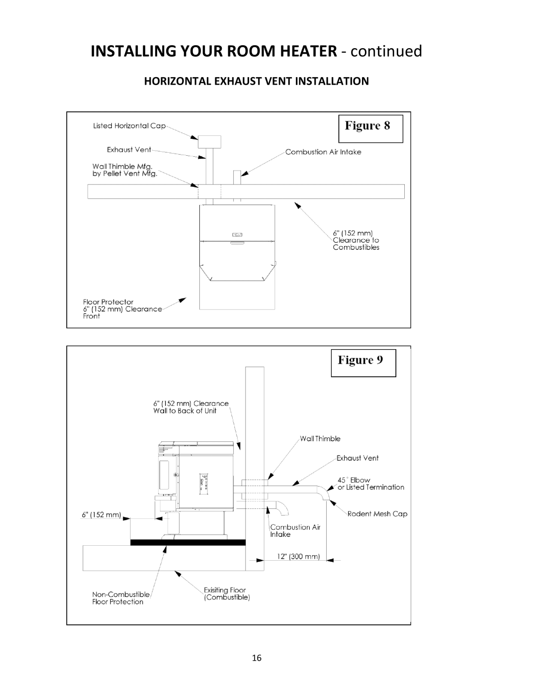 United States Stove 5660(I) manual Installing Your Room Heater ‐ 