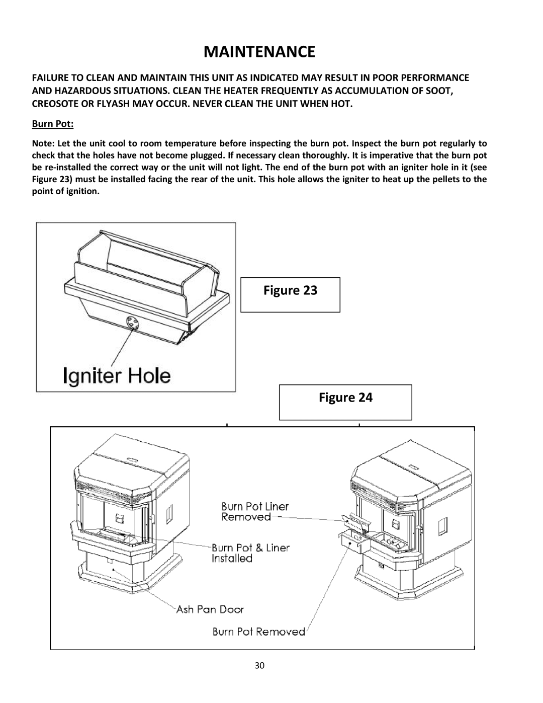 United States Stove 5660(I) manual Maintenance, Burn Pot 