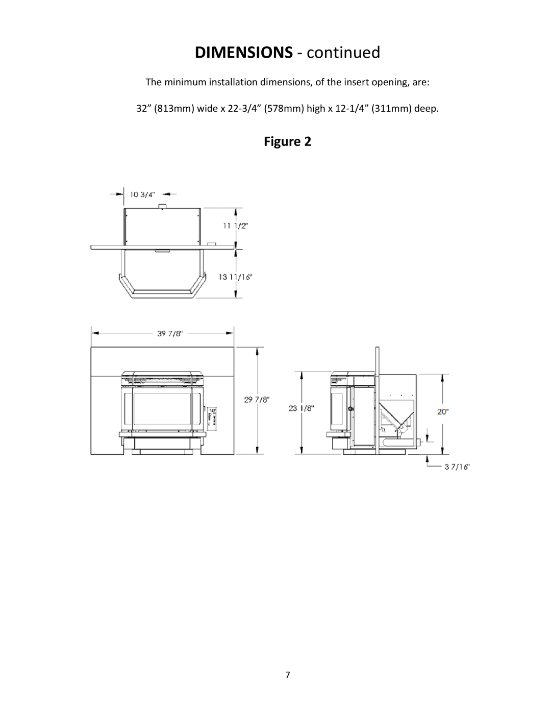 United States Stove 5660(I) manual Dimensions ‐ 