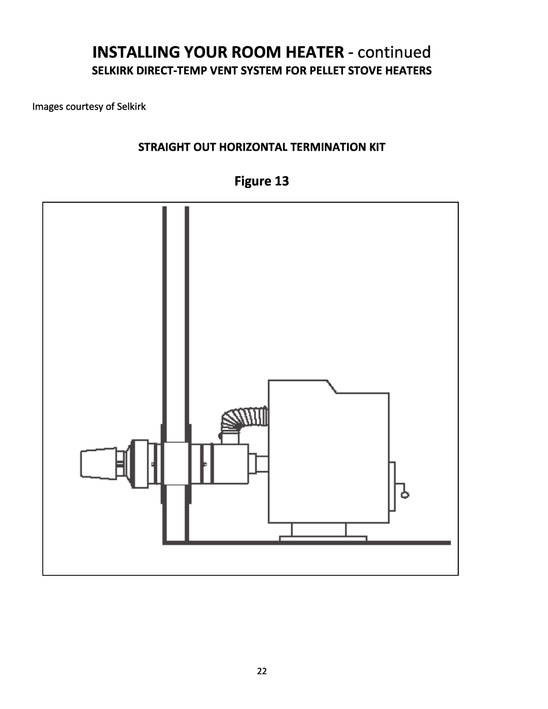 United States Stove 5660(I) manual Straight Out Horizontal Termination Kit, INSTALLING YOUR ROOM HEATER ‐ continued 