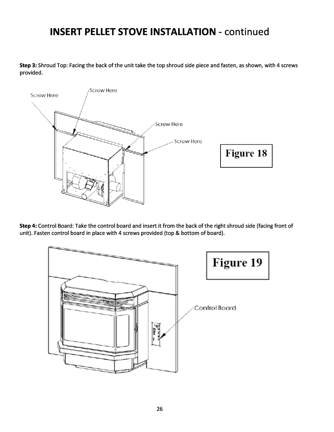 United States Stove 5660(I) manual INSERT PELLET STOVE INSTALLATION ‐ continued 