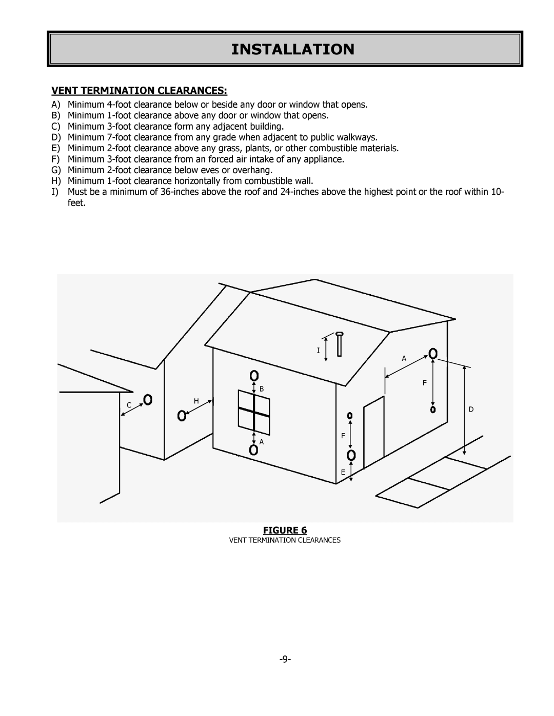 United States Stove 5700 owner manual Vent Termination Clearances 