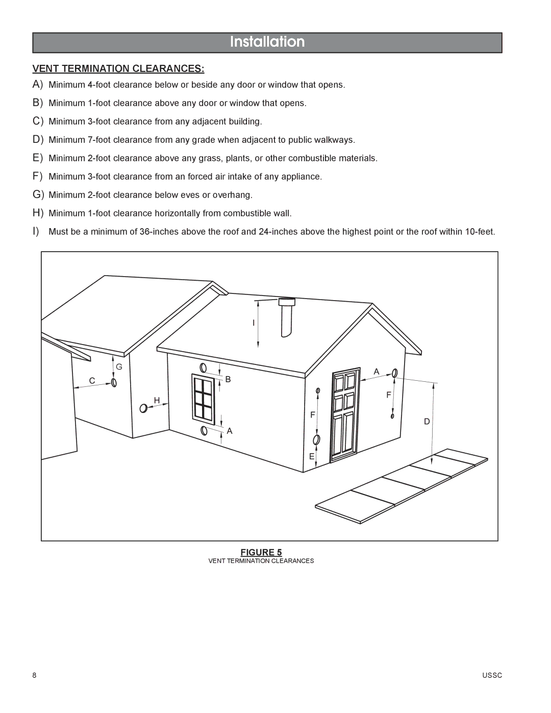 United States Stove 58242 owner manual Vent Termination Clearances 