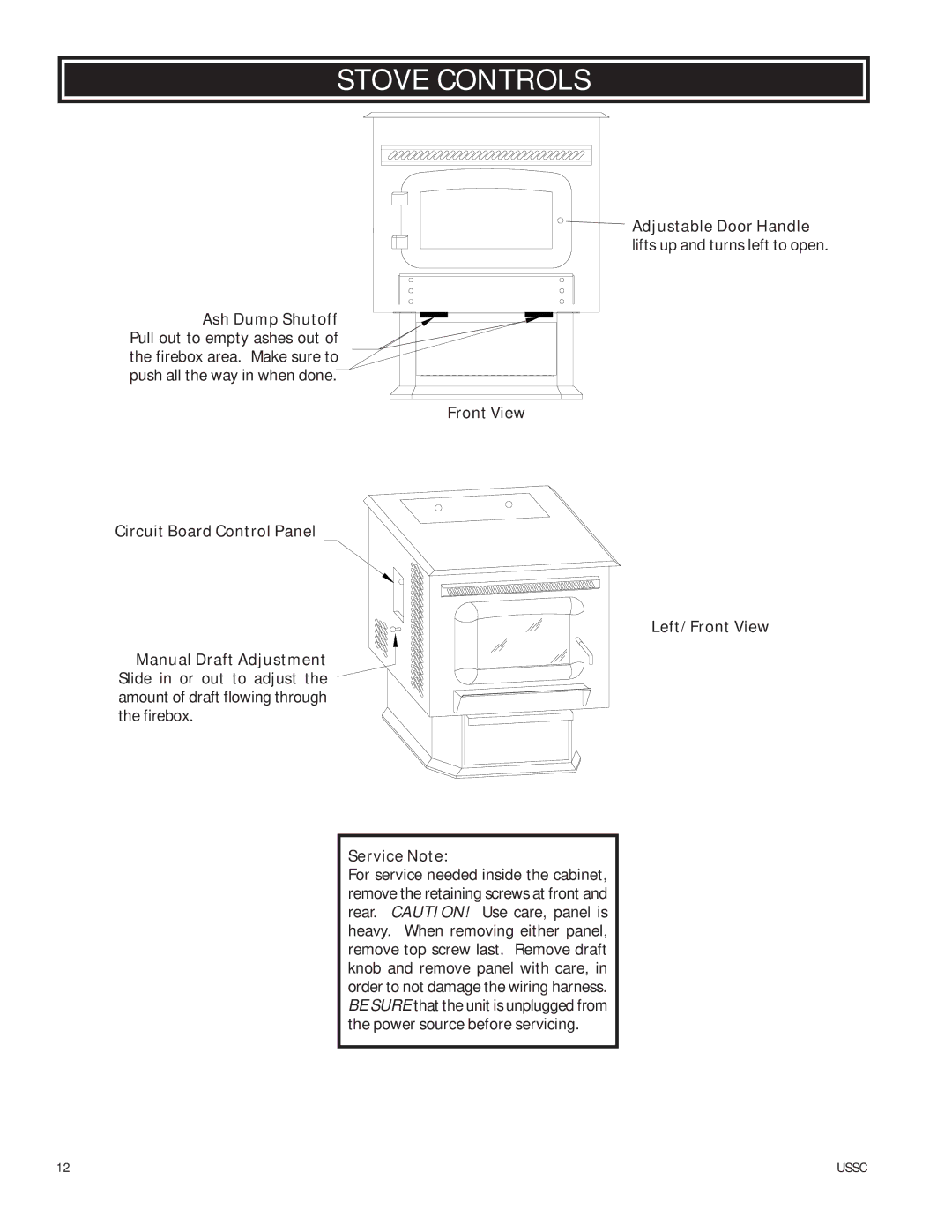 United States Stove 6037 owner manual Stove Controls 