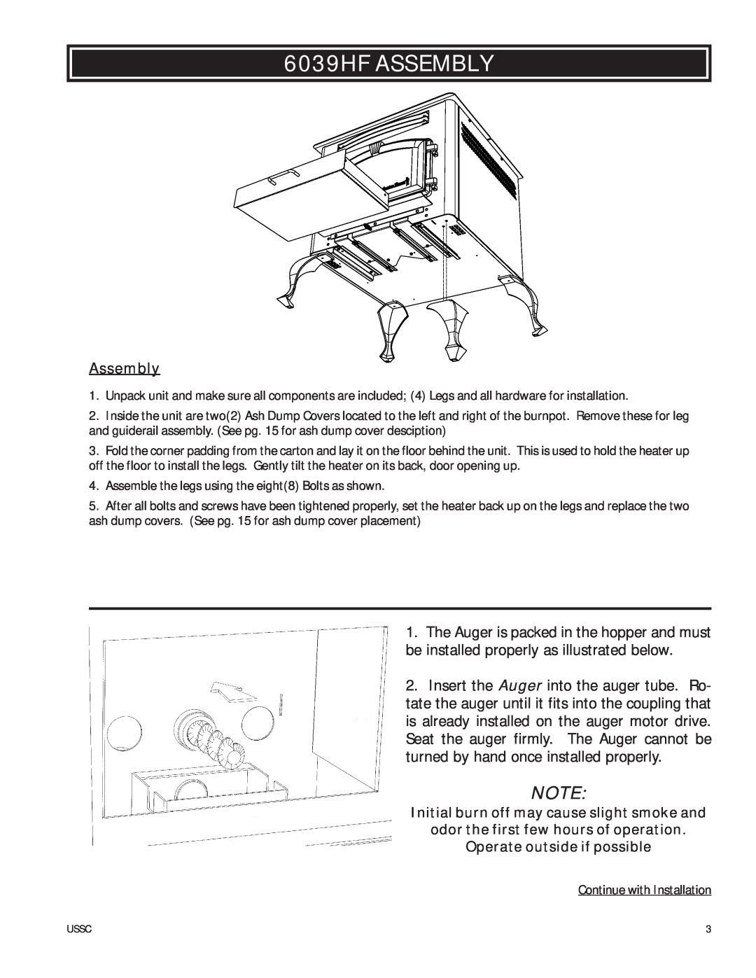 United States Stove owner manual 6039HF ASSEMBLY, Assembly 