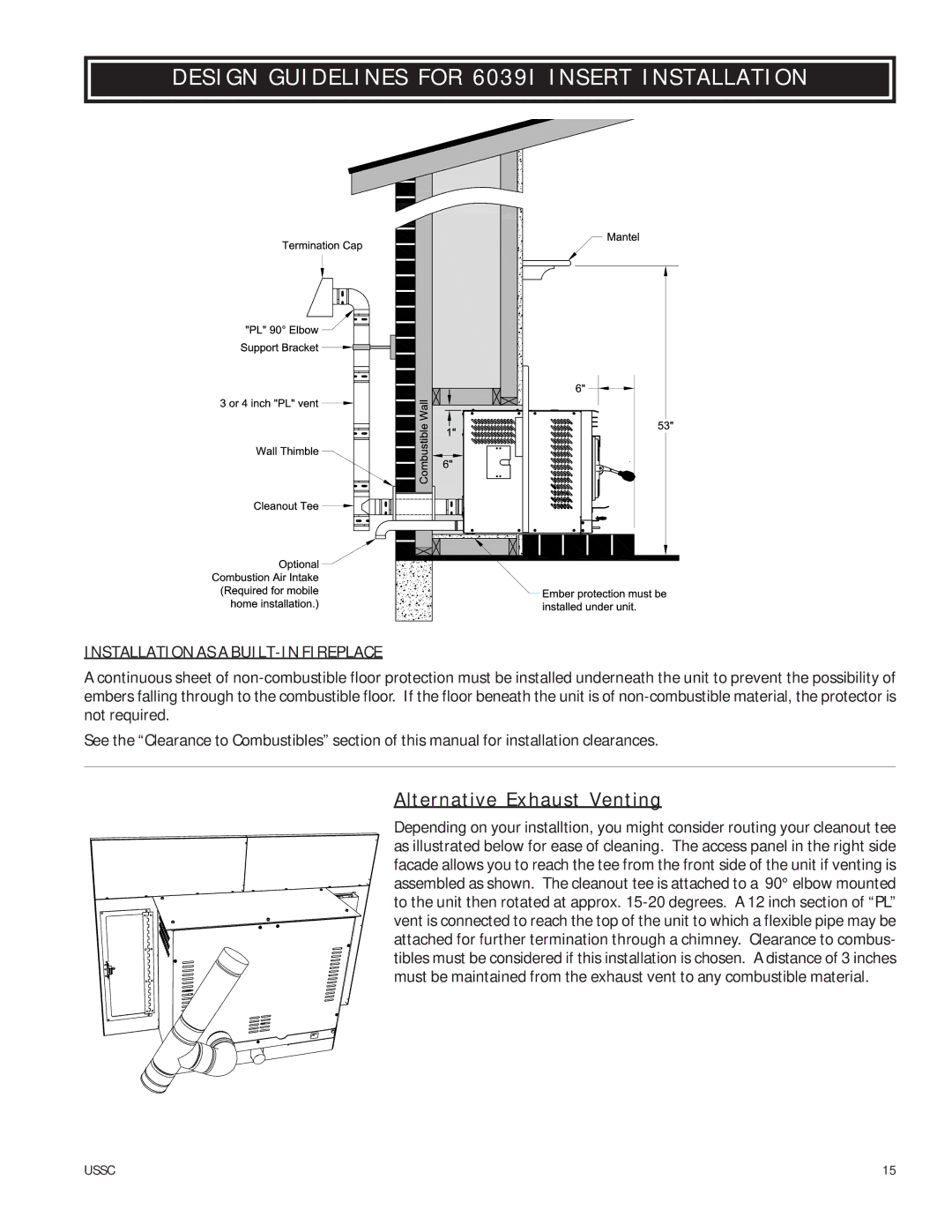 United States Stove owner manual Design Guidelines for 6039I Insert Installation, Installation AS ABUILT-INFIREPLACE 