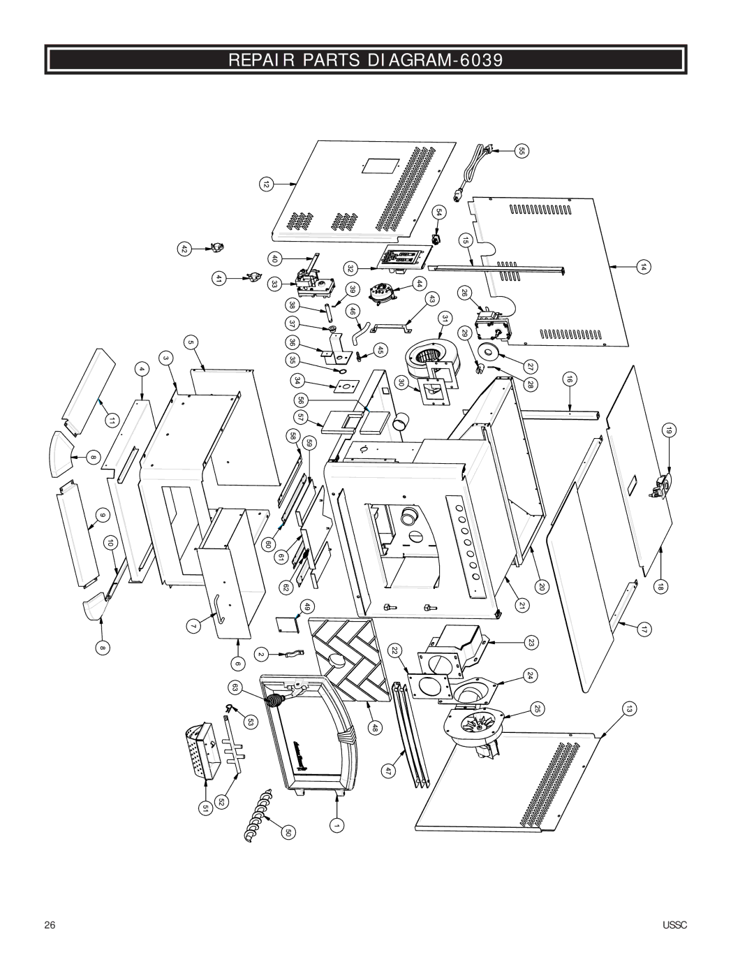 United States Stove 6039I owner manual Repair Parts DIAGRAM-6039 