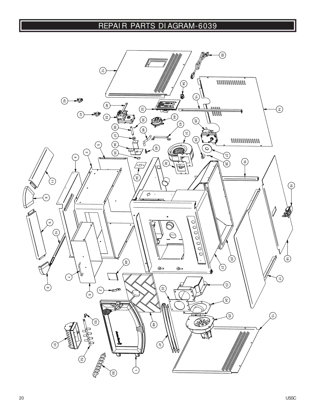 United States Stove 6039T owner manual Repair Parts DIAGRAM-6039 