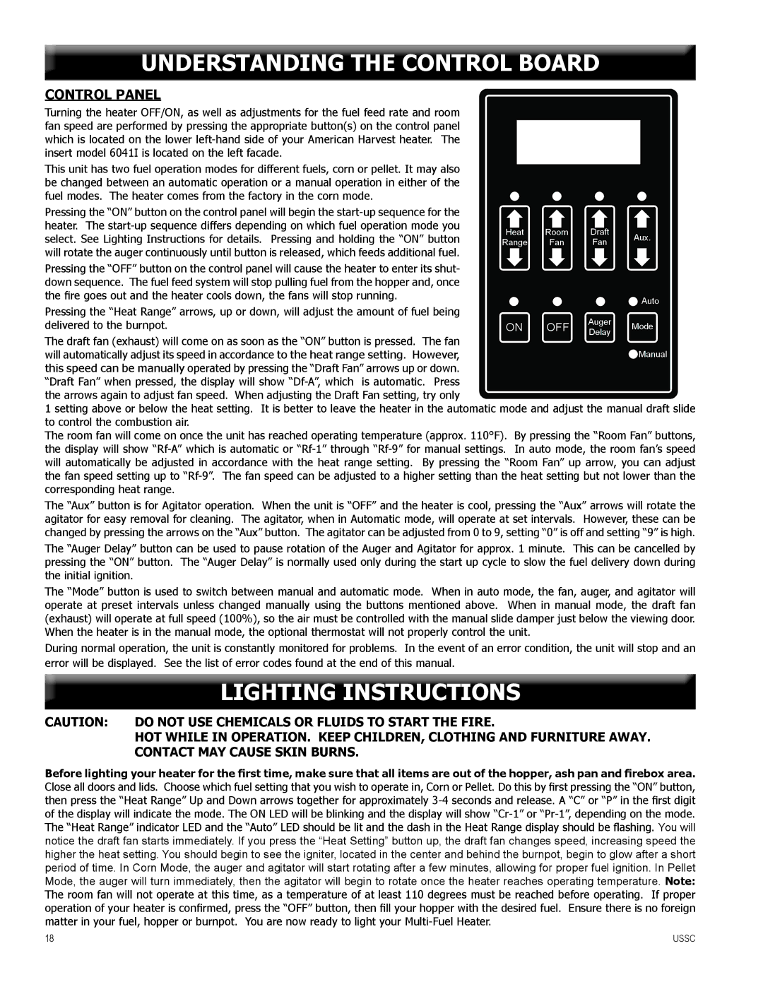 United States Stove 6041TP, 6041I, 6041HF warranty Understanding the Control Board, Lighting Instructions 