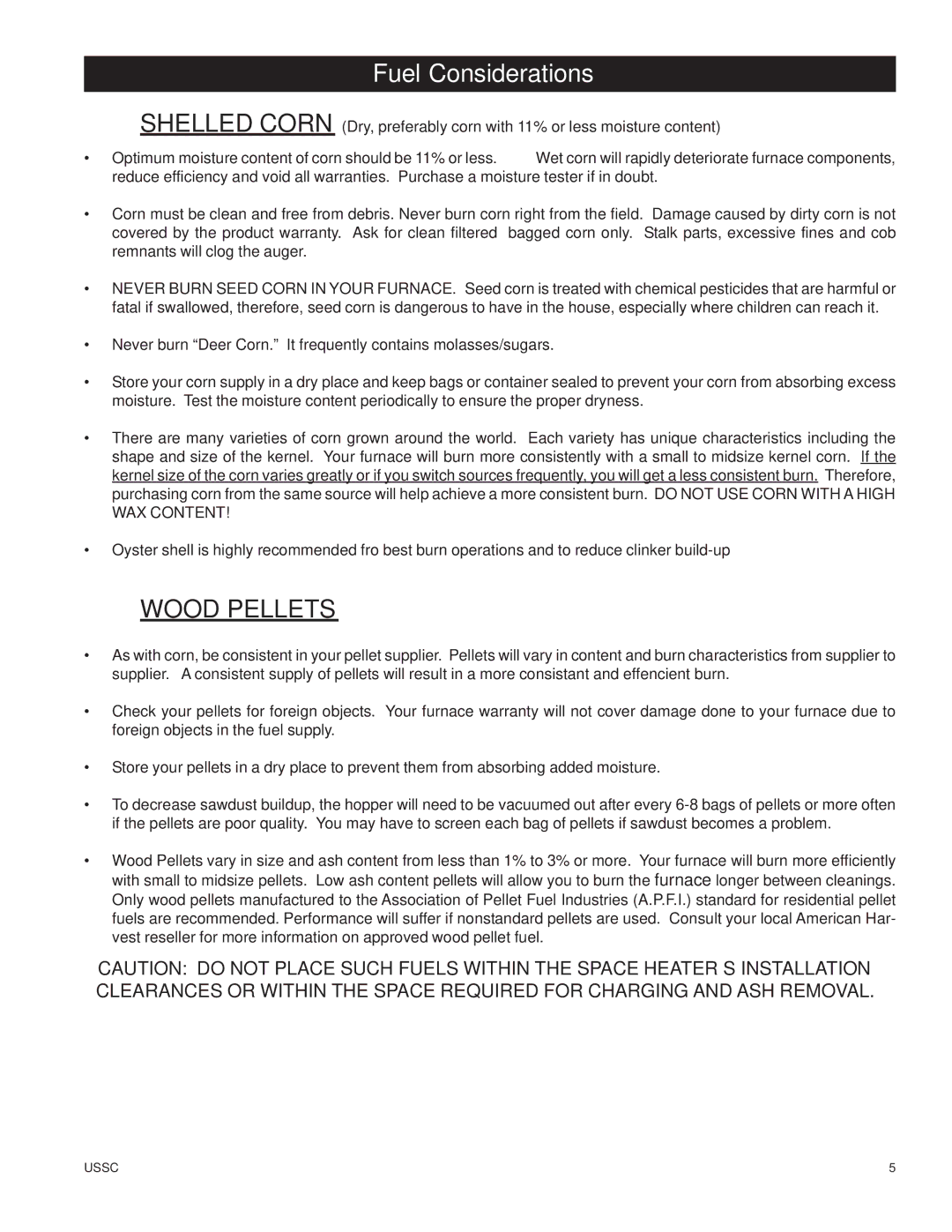 United States Stove 6100 owner manual Fuel Considerations, WAX Content 