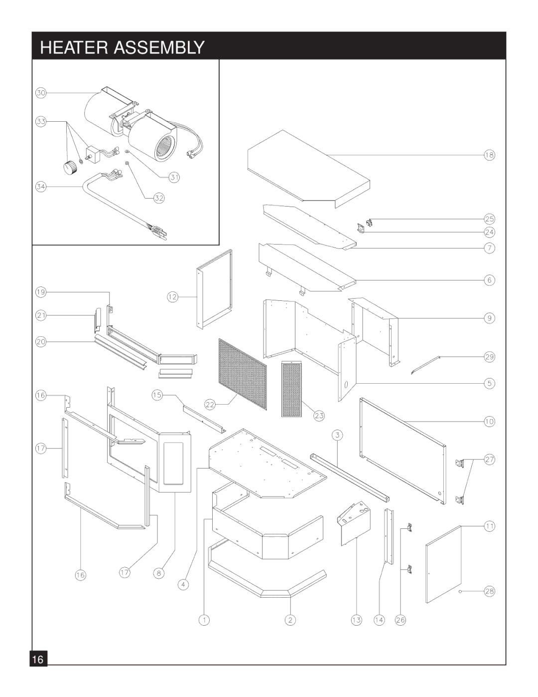 United States Stove 9947 installation manual Heater Assembly 