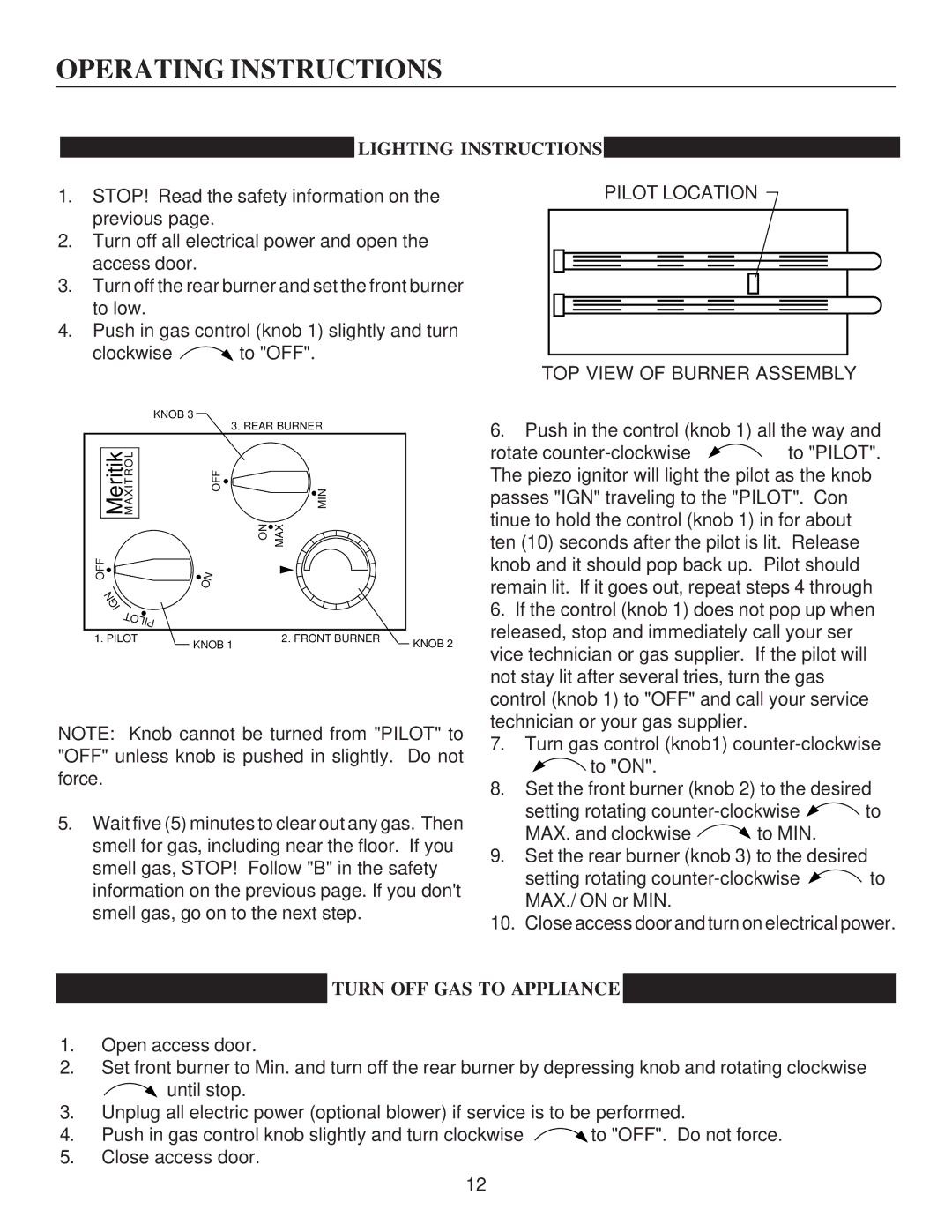 United States Stove A9843N, G9843L, C9843N, A9843L, G9843N, C9843L manual Lighting Instructions, Turn OFF GAS to Appliance 