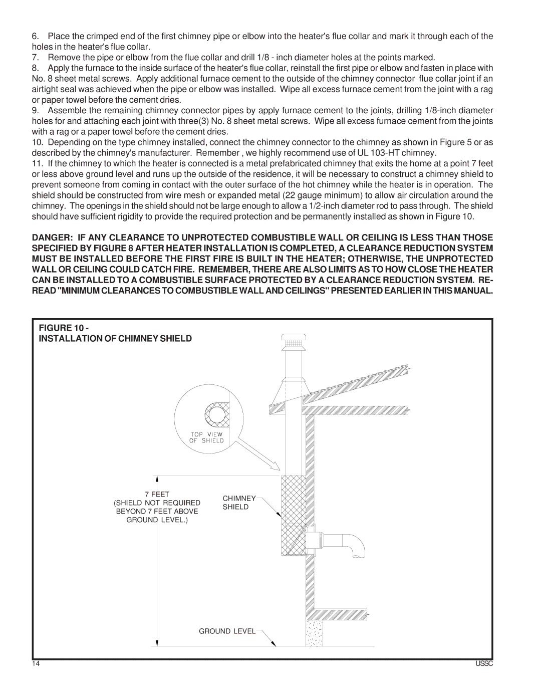 United States Stove ASA7, 4027 owner manual Installation of Chimney Shield 