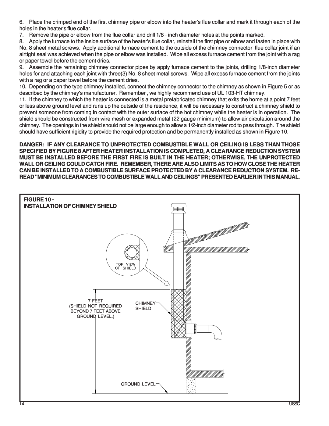 United States Stove ASA7, 4027 owner manual Figure Installation Of Chimney Shield, Ussc 