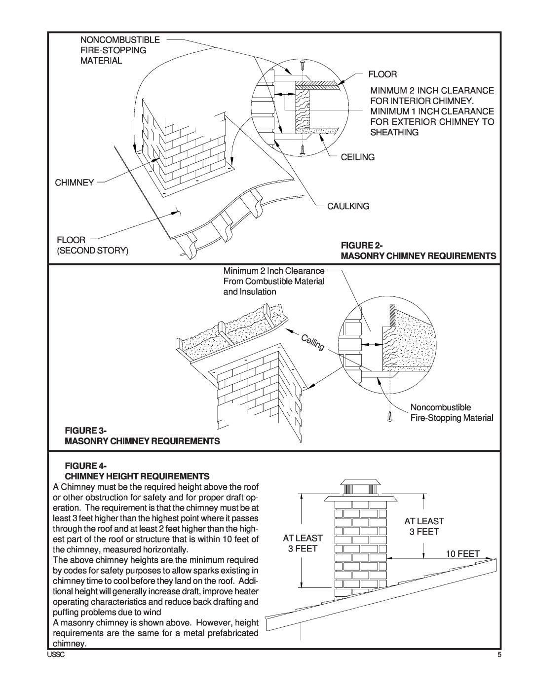 United States Stove 4027, ASA7 owner manual Figure Masonry Chimney Requirements, Figure Chimney Height Requirements 