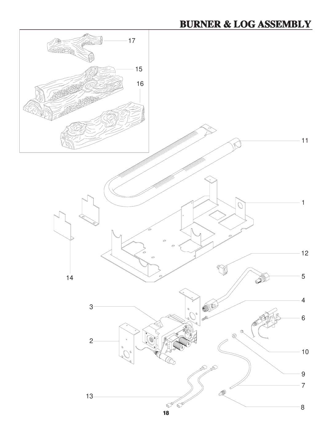 United States Stove B2045L, B2045N manual Burner & LOG Assembly 