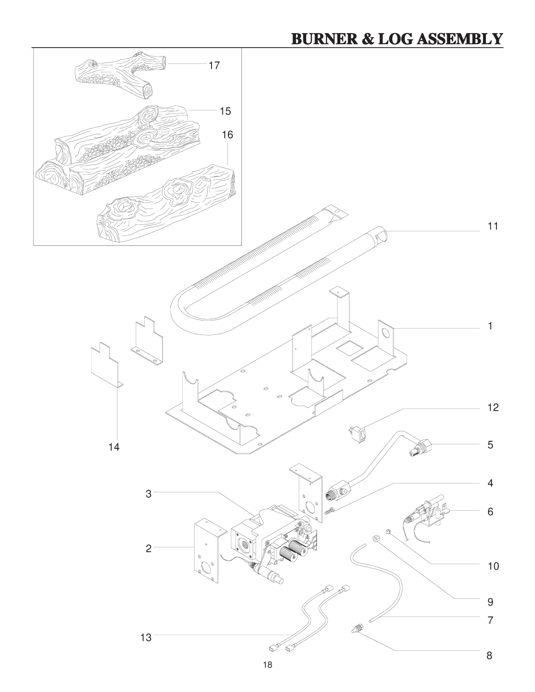 United States Stove B9945N manual Burner & LOG Assembly 