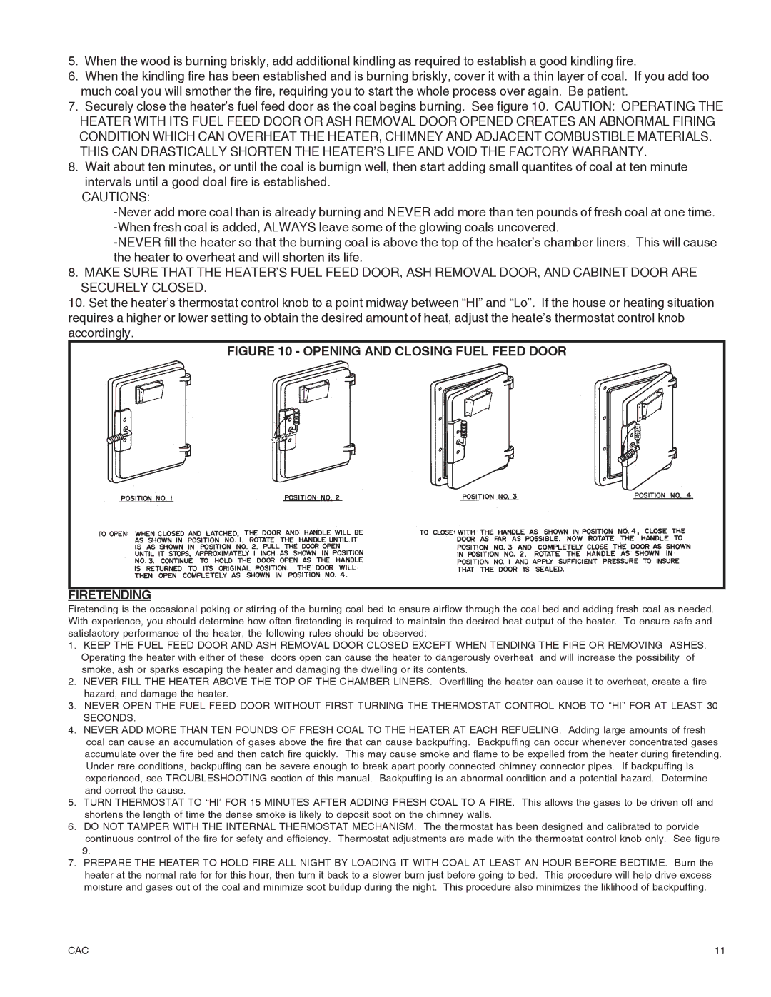 United States Stove DR6 warranty Opening and Closing Fuel Feed Door Firetending 