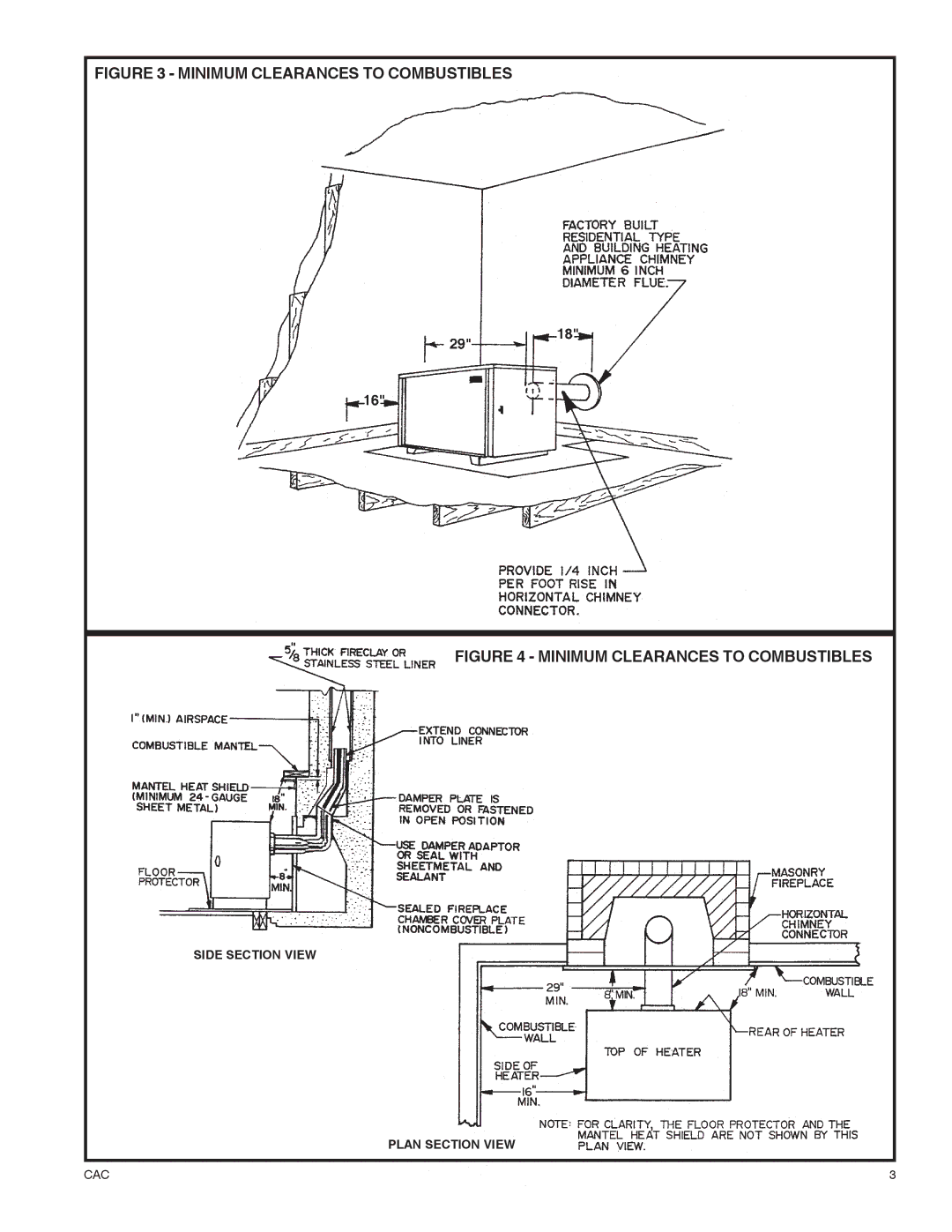 United States Stove DR6 warranty Side Section View Plan Section View 