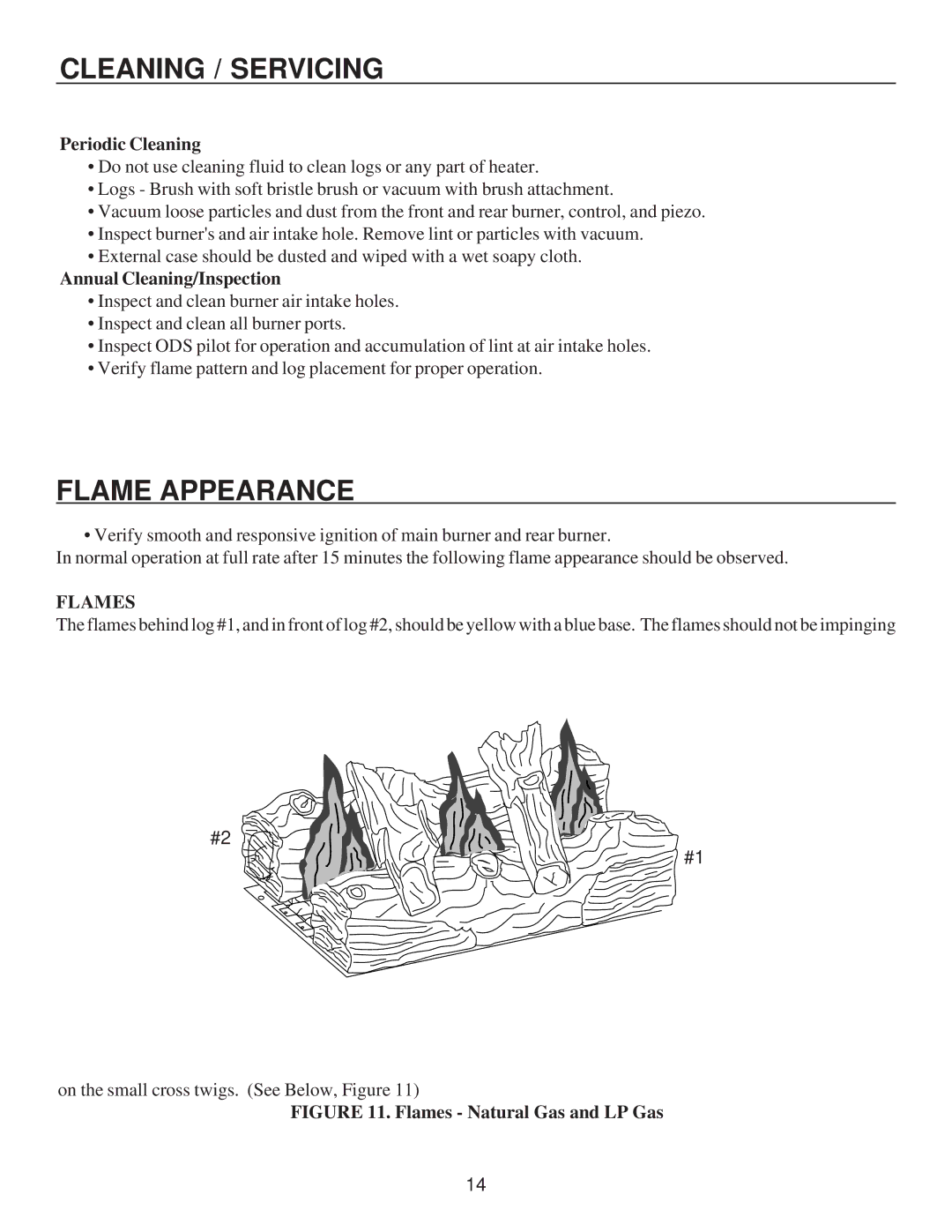 United States Stove A9740N, G9740L, C9740N, G9740N, A9740L, C9740L manual Cleaning / Servicing, Flame Appearance, Flames 