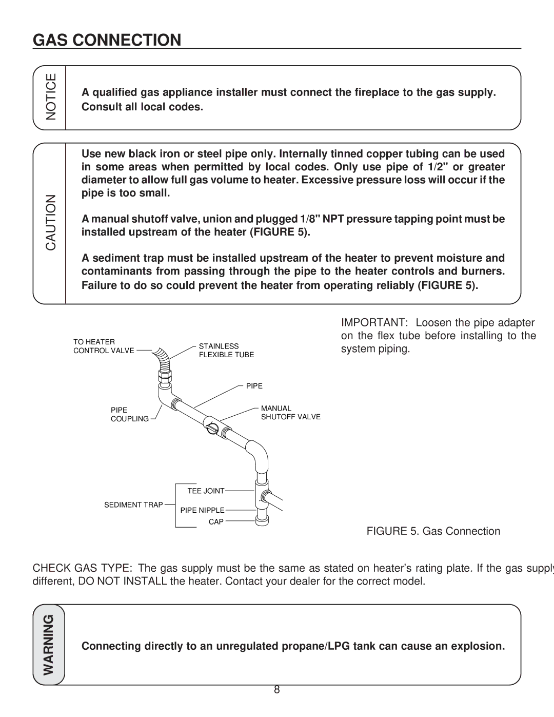 United States Stove A9740N, G9740L, C9740N, G9740N, A9740L, C9740L manual GAS Connection, Gas Connection 