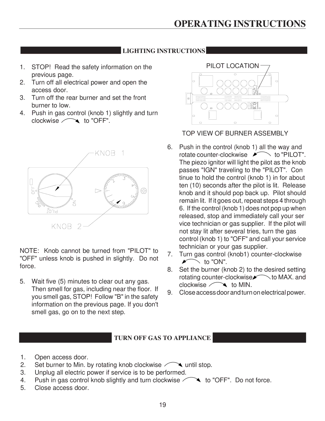 United States Stove VF30IL, VF30IN manual Lighting Instructions, Turn OFF GAS to Appliance 