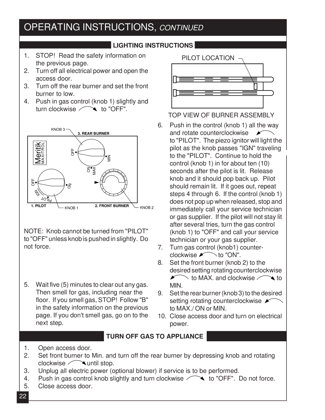 United States Stove VFZC32N, VFZC32L installation manual Lighting Instructions, Turn OFF GAS to Appliance 