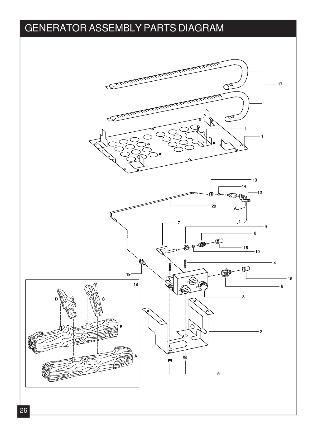 United States Stove VFZC32N, VFZC32L installation manual Generator Assembly Parts Diagram 