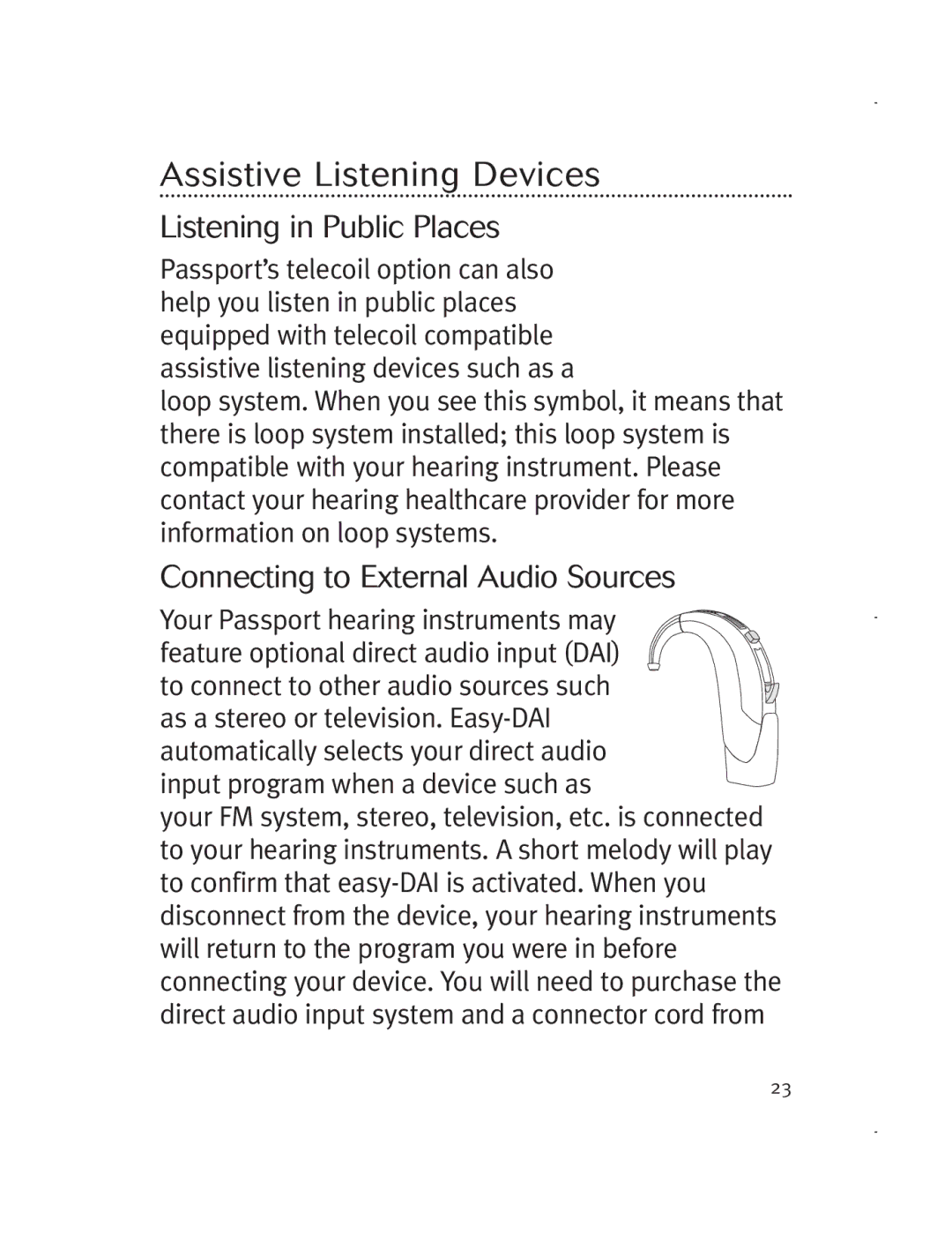 Unitron Hearing Aid 5729-02 Assistive Listening Devices, Listening in Public Places, Connecting to External Audio Sources 