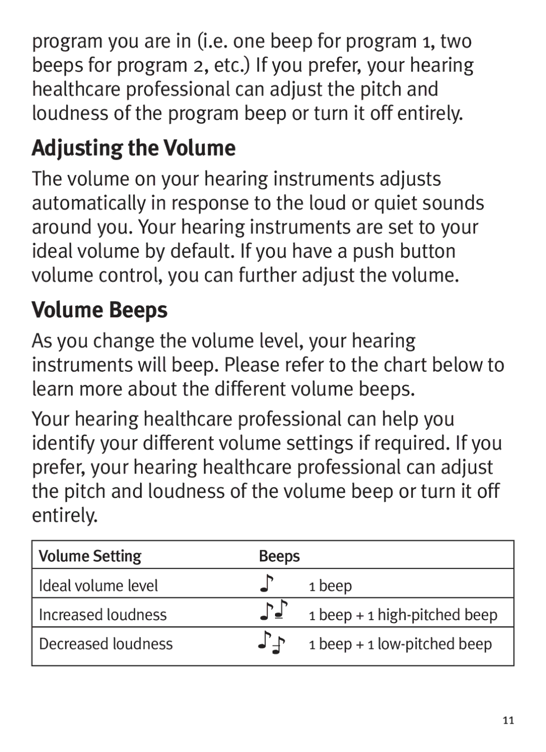 Unitron Hearing Aid BTE manual Adjusting the Volume, Volume Beeps 