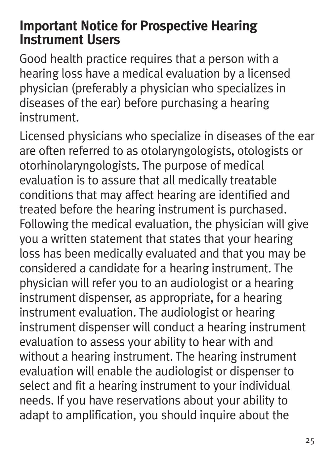 Unitron Hearing Aid BTE manual Important Notice for Prospective Hearing Instrument Users 