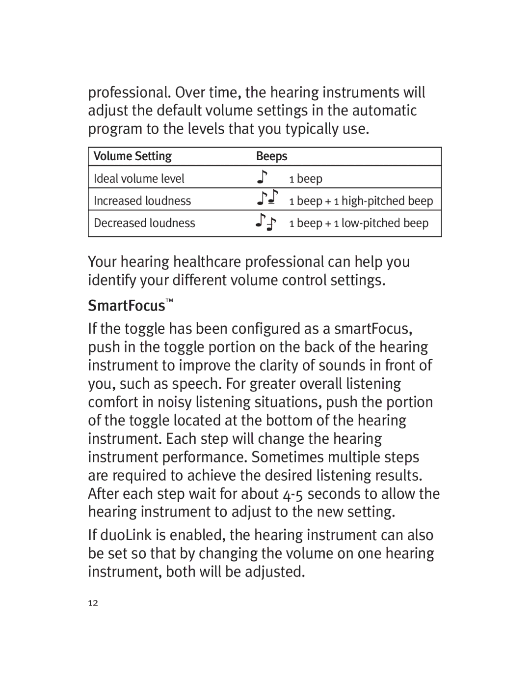 Unitron Hearing Aid Moxi 13, Moda 13 manual SmartFocus 